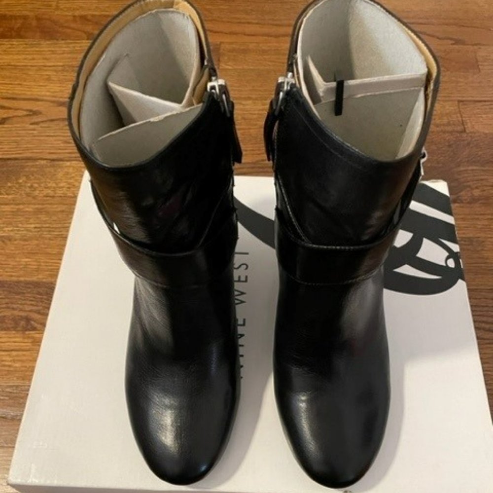 NIB - NWT - NEW Nine West Black Leather Boots, Wedge - Size 8.5